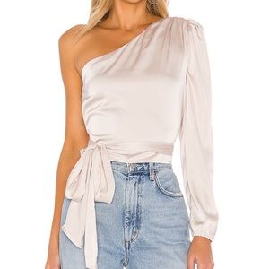 Revolve Silk One Shoulder Top (Brand New)